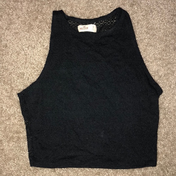 hollister black crop top